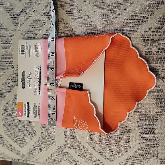 Packed Party Bandana "Happy Fall" Spelled Out Org/Pink Halloween Blue Plaid  M/L - Picture 9 of 10